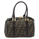 FENDI Zucca Canvas Hand Bag Black Brown Auth 210450-3