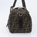 FENDI Zucca Canvas Hand Bag Black Brown Auth 210450-4