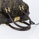 FENDI Zucca Canvas Hand Bag Black Brown Auth 210450-8