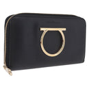 Salvatore Ferragamo Wallet Leather Black Gold Auth 210452M-1
