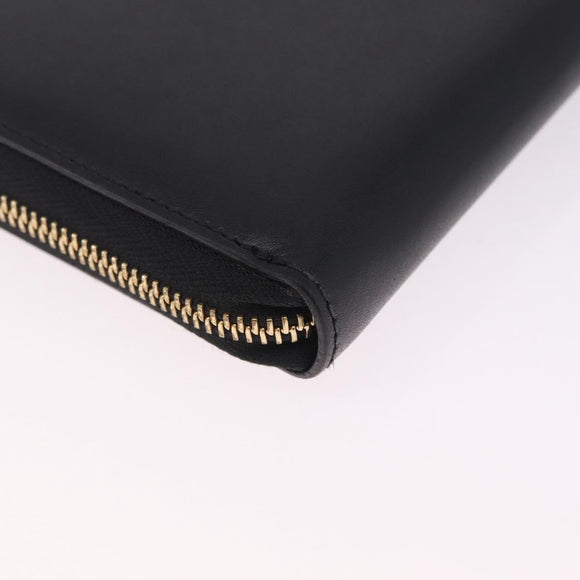 Salvatore Ferragamo Wallet Leather Black Gold Auth 210452M