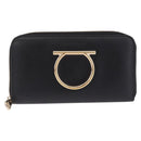 Salvatore Ferragamo Wallet Leather Black Gold Auth 210452M-2