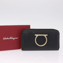 Salvatore Ferragamo Wallet Leather Black Gold Auth 210452M-23