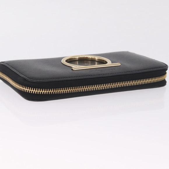 Salvatore Ferragamo Wallet Leather Black Gold Auth 210452M