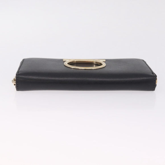 Salvatore Ferragamo Wallet Leather Black Gold Auth 210452M