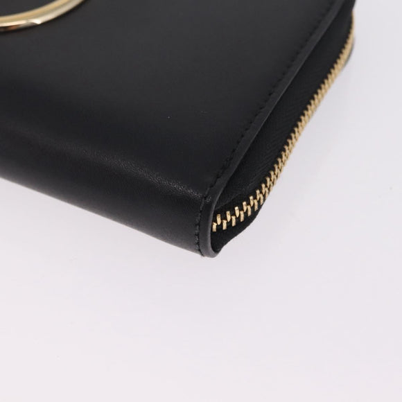 Salvatore Ferragamo Wallet Leather Black Gold Auth 210452M