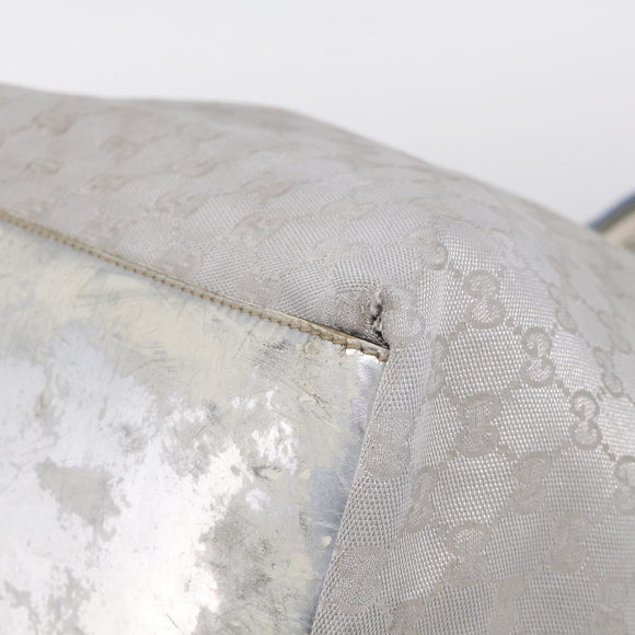 GUCCI GG Canvas Tote Bag Silver 131231 Auth 210453