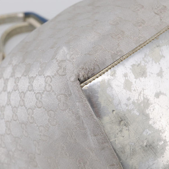 GUCCI GG Canvas Tote Bag Silver 131231 Auth 210453