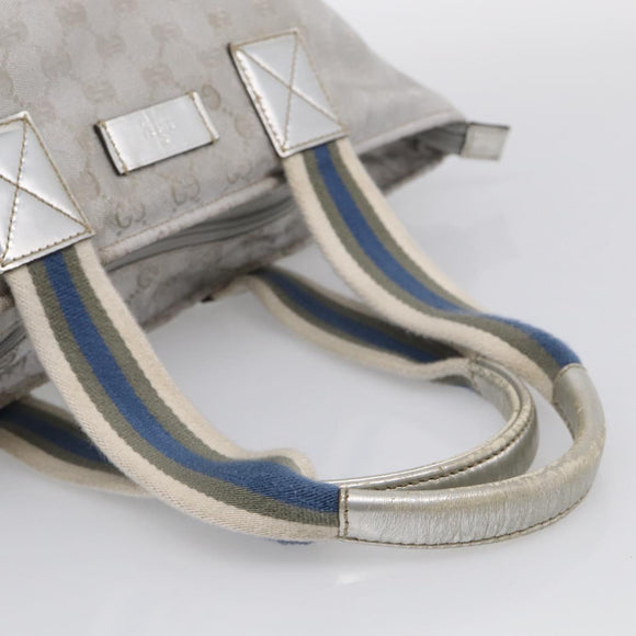 GUCCI GG Canvas Tote Bag Silver 131231 Auth 210453