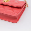 CHANEL Matelasse Chain Wallet Bag Lamb Skin Pink Gold CC Auth 210454SAM-10