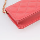 CHANEL Matelasse Chain Wallet Bag Lamb Skin Pink Gold CC Auth 210454SAM-13