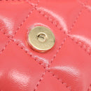 CHANEL Matelasse Chain Wallet Bag Lamb Skin Pink Gold CC Auth 210454SAM-16