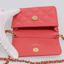 CHANEL Matelasse Chain Wallet Bag Lamb Skin Pink Gold CC Auth 210454SAM-17