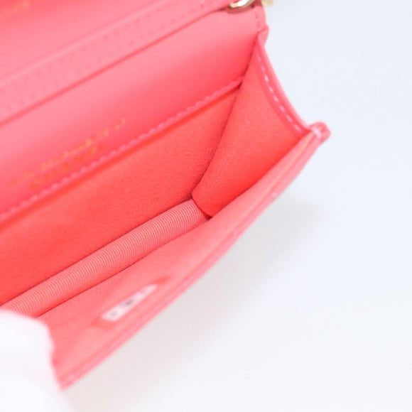 CHANEL Matelasse Chain Wallet Bag Lamb Skin Pink Gold CC Auth 210454SAM