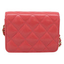 CHANEL Matelasse Chain Wallet Bag Lamb Skin Pink Gold CC Auth 210454SAM-3