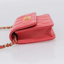 CHANEL Matelasse Chain Wallet Bag Lamb Skin Pink Gold CC Auth 210454SAM-4