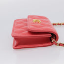 CHANEL Matelasse Chain Wallet Bag Lamb Skin Pink Gold CC Auth 210454SAM-5
