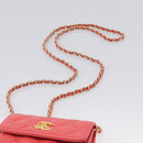 CHANEL Matelasse Chain Wallet Bag Lamb Skin Pink Gold CC Auth 210454SAM-8