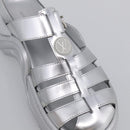 LOUIS VUITTON Sandals Leather 37 Silver LV Auth 210460M-12