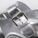 LOUIS VUITTON Sandals Leather 37 Silver LV Auth 210460M-15
