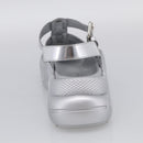 LOUIS VUITTON Sandals Leather 37 Silver LV Auth 210460M-19