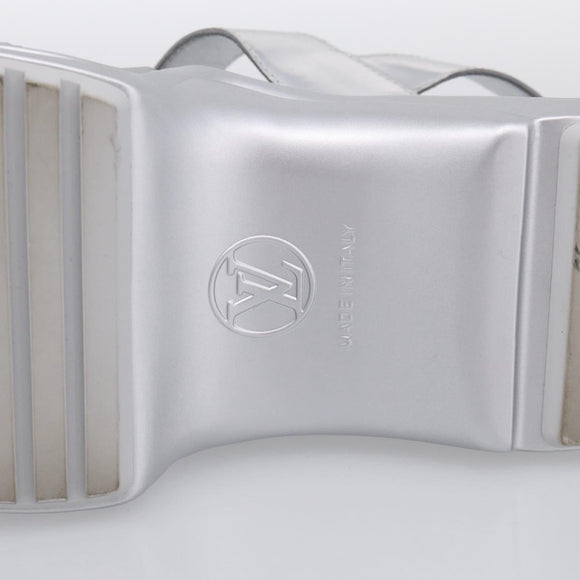 LOUIS VUITTON Sandals Leather 37 Silver LV Auth 210460M