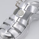 LOUIS VUITTON Sandals Leather 37 Silver LV Auth 210460M-24