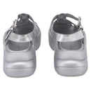 LOUIS VUITTON Sandals Leather 37 Silver LV Auth 210460M-3