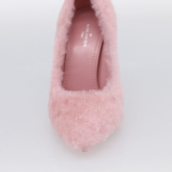 LOUIS VUITTON Pumps Leather Mouton 34 1/2 Pink LV Auth 210464M