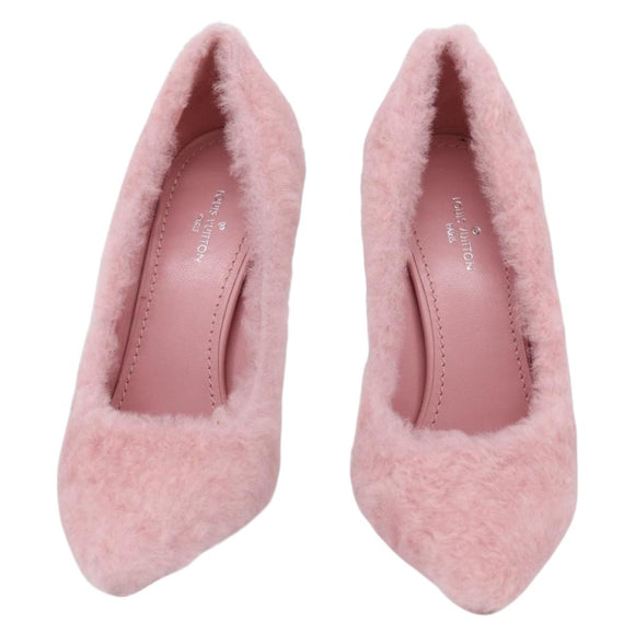LOUIS VUITTON Pumps Leather Mouton 34 1/2 Pink LV Auth 210464M