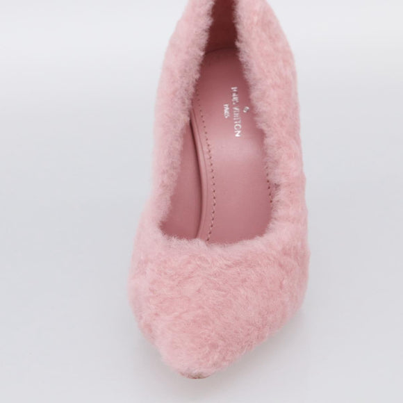 LOUIS VUITTON Pumps Leather Mouton 34 1/2 Pink LV Auth 210464M
