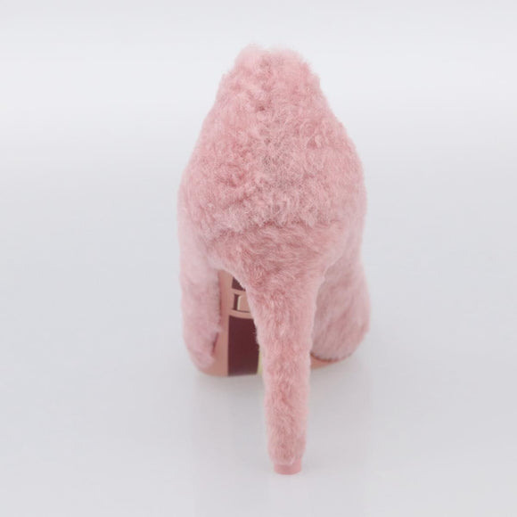 LOUIS VUITTON Pumps Leather Mouton 34 1/2 Pink LV Auth 210464M