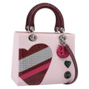 Christian Dior Lady Dior Medium Hand Bag Leather 2way Pink Silver Auth 210471SAM-1
