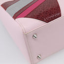 Christian Dior Lady Dior Medium Hand Bag Leather 2way Pink Silver Auth 210471SAM-13