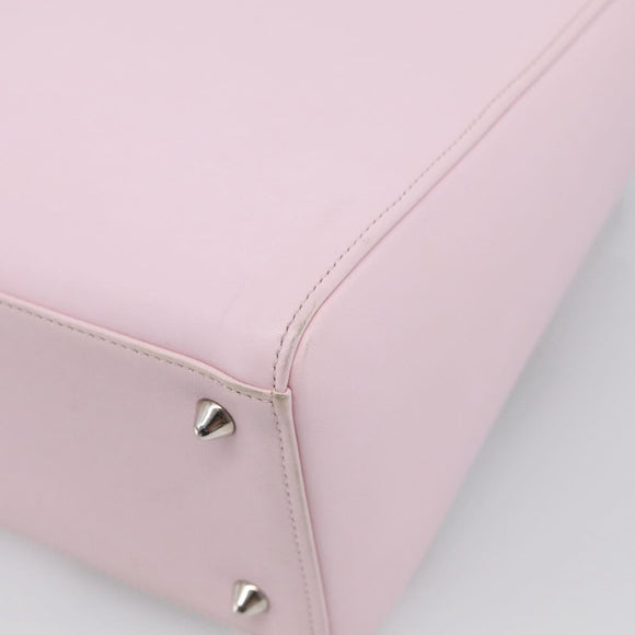Christian Dior Lady Dior Medium Hand Bag Leather 2way Pink Silver Auth 210471SAM