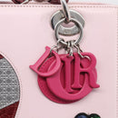 Christian Dior Lady Dior Medium Hand Bag Leather 2way Pink Silver Auth 210471SAM-16