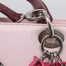 Christian Dior Lady Dior Medium Hand Bag Leather 2way Pink Silver Auth 210471SAM-17