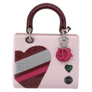 Christian Dior Lady Dior Medium Hand Bag Leather 2way Pink Silver Auth 210471SAM-2