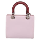 Christian Dior Lady Dior Medium Hand Bag Leather 2way Pink Silver Auth 210471SAM-3