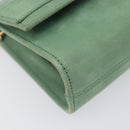 Salvatore Ferragamo Chain Shoulder Bag Suede Green Gold Auth 210472A-11