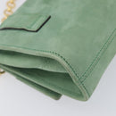 Salvatore Ferragamo Chain Shoulder Bag Suede Green Gold Auth 210472A-13