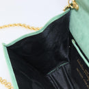 Salvatore Ferragamo Chain Shoulder Bag Suede Green Gold Auth 210472A-19