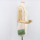 Salvatore Ferragamo Chain Shoulder Bag Suede Green Gold Auth 210472A-21