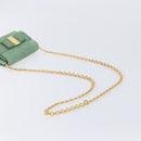 Salvatore Ferragamo Chain Shoulder Bag Suede Green Gold Auth 210472A-7