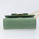 Salvatore Ferragamo Chain Shoulder Bag Suede Green Gold Auth 210472A-9