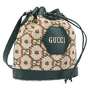 GUCCI 100th Anniversary Shoulder Bag Canvas Green Gold Tone 676682 Auth 210482V-1