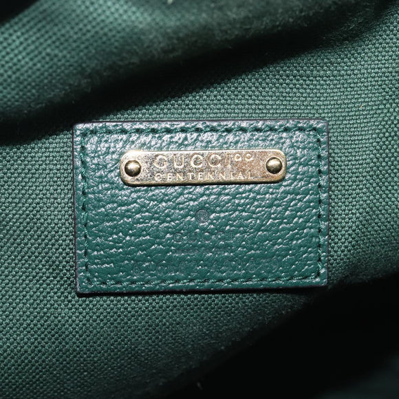 GUCCI 100th Anniversary Shoulder Bag Canvas Green Gold Tone 676682 Auth 210482V