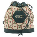 GUCCI 100th Anniversary Shoulder Bag Canvas Green Gold Tone 676682 Auth 210482V-2