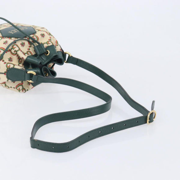 GUCCI 100th Anniversary Shoulder Bag Canvas Green Gold Tone 676682 Auth 210482V