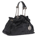 Christian Dior Canage Shoulder Bag Patent Leather Black Silver Auth 210486-1